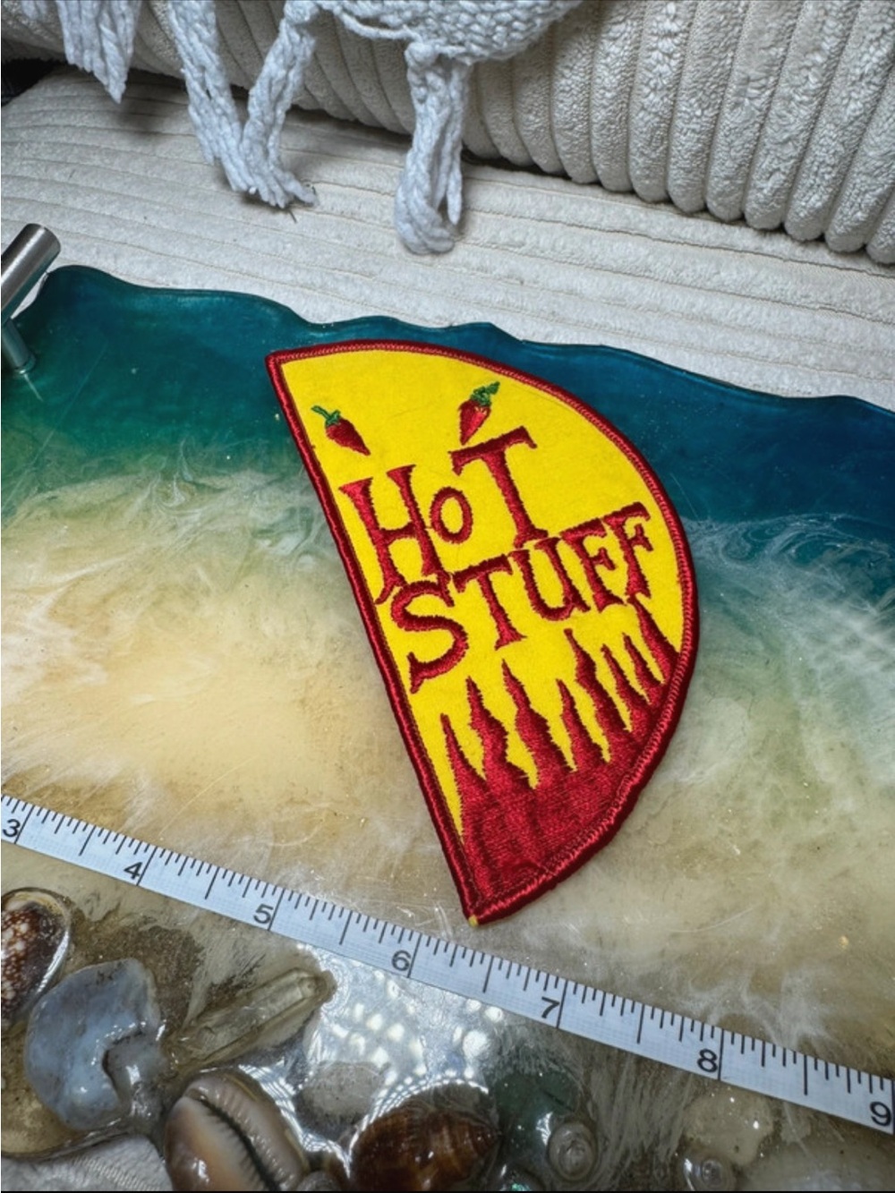 Hot Stuff Embroidered Flame Patch - Yellow & Red
